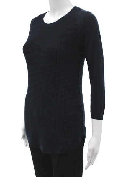 Cotton By Autumn Cashmere Womens Black Tunic Sweater 3/4 Sleeve Size XS