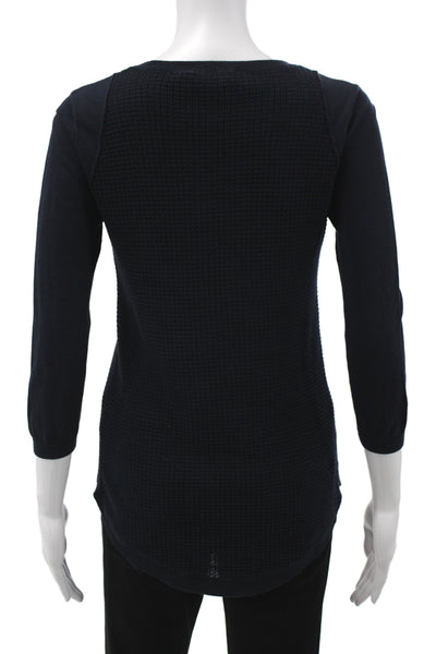 Cotton By Autumn Cashmere Womens Black Tunic Sweater 3/4 Sleeve Size XS
