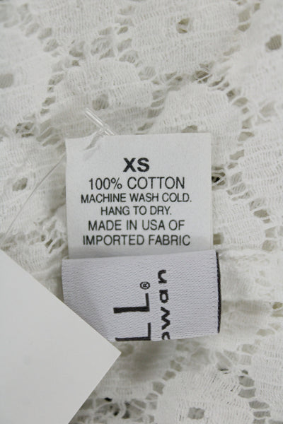 Jill McGowan Womens White Cotton Collared Button Up Blouse Short Sleeve Size XS