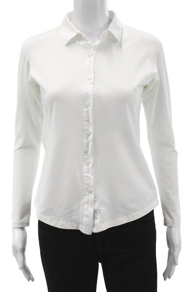 Jill McGowan Womens Button-Up Long Sleeve White Cotton Top Size XS