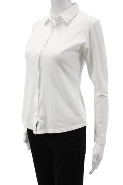 Jill McGowan Womens Button-Up Long Sleeve White Cotton Top Size XS