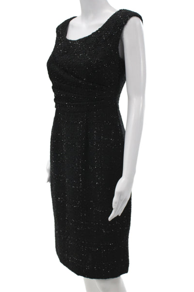 Kay Unger Women Sheath Dress Black Sleeveless Mid-Calf Round Neck Size 4