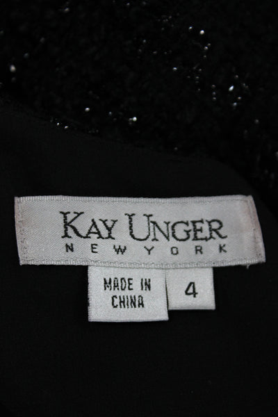 Kay Unger Women Sheath Dress Black Sleeveless Mid-Calf Round Neck Size 4