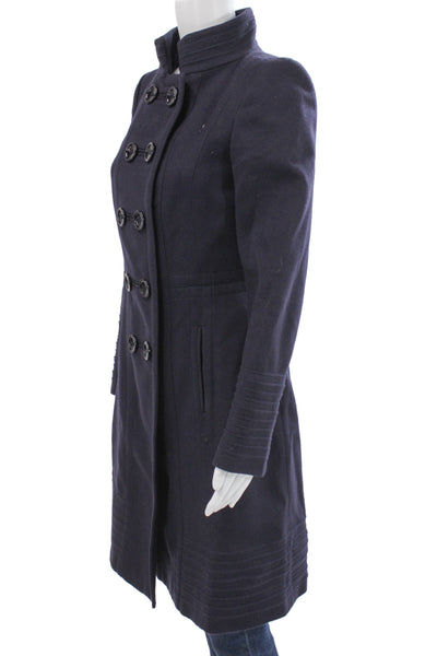 Zara Woman Womens Military Jacket Dark Blue High Neck Long Sleeve Size M