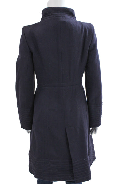 Zara Woman Womens Military Jacket Dark Blue High Neck Long Sleeve Size M