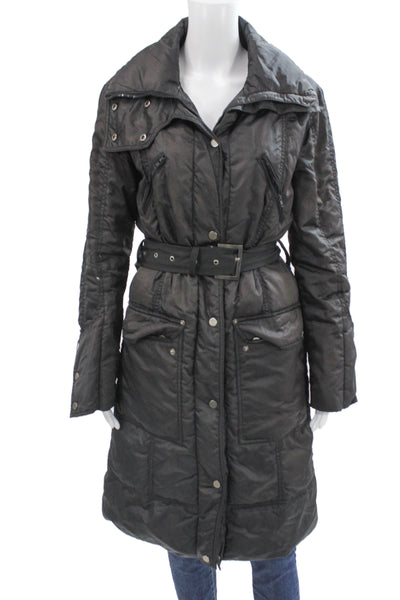 Zara Woman Womens Quilted Puffer Jacket Black Buckle Long Sleeve Size S