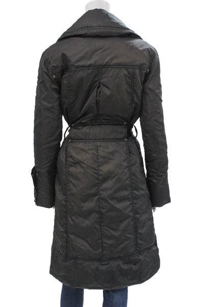 Zara Woman Womens Quilted Puffer Jacket Black Buckle Long Sleeve Size S