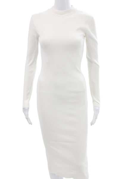 Zara Women Bodycon Sweater Dress White Mock Neck Long Sleeve Size S