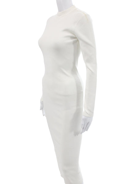 Zara Women Bodycon Sweater Dress White Mock Neck Long Sleeve Size S