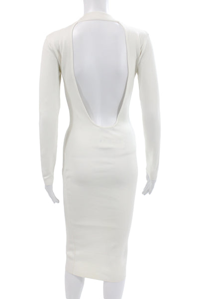 Zara Women Bodycon Sweater Dress White Mock Neck Long Sleeve Size S