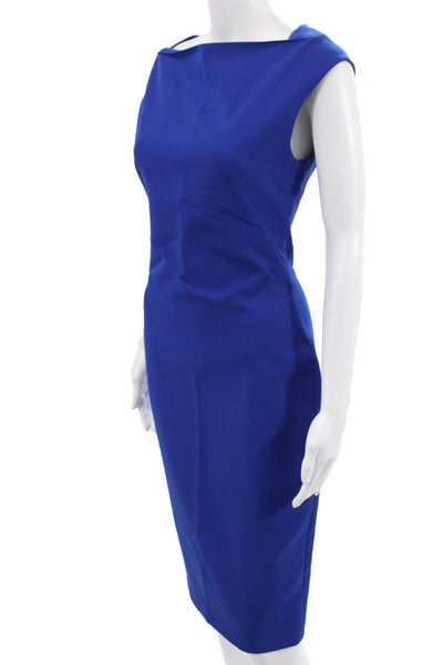 Zara Woman Women Sheath Dress Blue Polyester Sleeveless Knee Length Size S