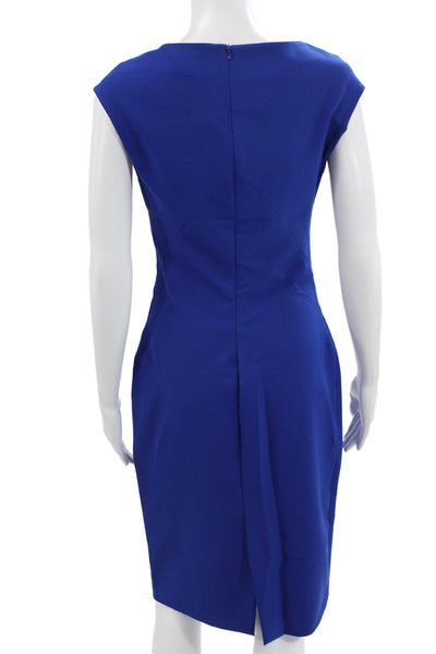 Zara Woman Women Sheath Dress Blue Polyester Sleeveless Knee Length Size S