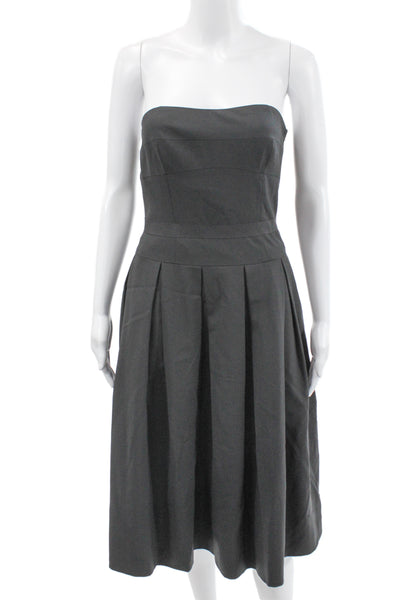 Theory Women Fit & Flare Dress Black Sleeveless Zip Mid-Calf Size 6