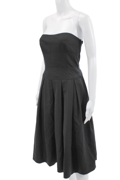 Theory Women Fit & Flare Dress Black Sleeveless Zip Mid-Calf Size 6