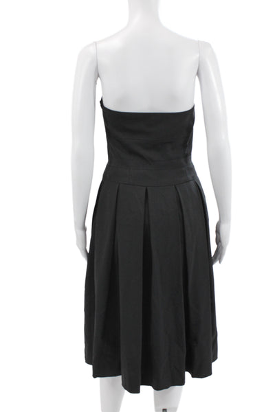Theory Women Fit & Flare Dress Black Sleeveless Zip Mid-Calf Size 6