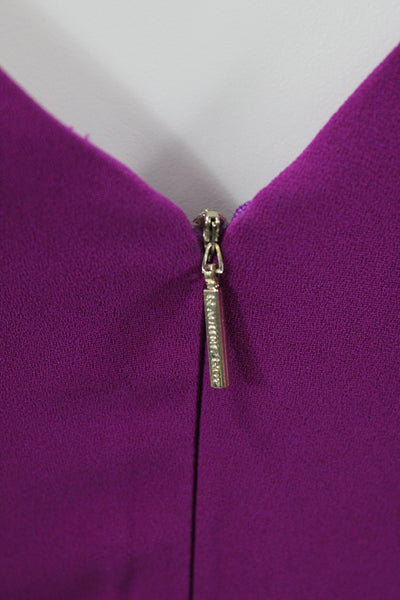 Rachel Roy Womens Sheath Dress Purple V-Neck Short Sleeve Zip Size 2