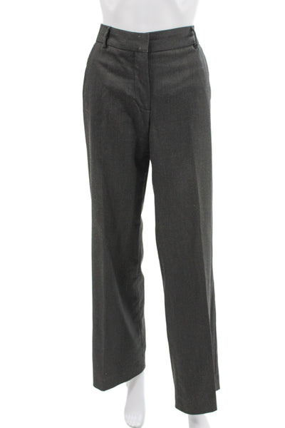 Zara Basic Unisex Dark Gray Wool Polyester Button Dress Pants Size 4