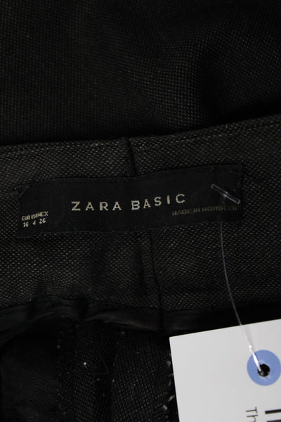 Zara Basic Unisex Dark Gray Wool Polyester Button Dress Pants Size 4