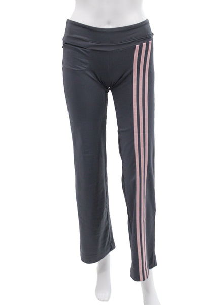 Adidas Womens Dark Gray Striped Zip Sweatpants Fall Sports Size XS
