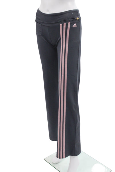 Adidas Womens Dark Gray Striped Zip Sweatpants Fall Sports Size XS