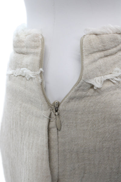 Zara Unisex Bohemian Linen Cotton Solid Zip Shorts Beige Size S