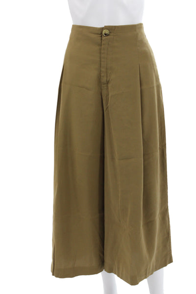 Zara Womens Cropped Khakis Brown Army Size XS
