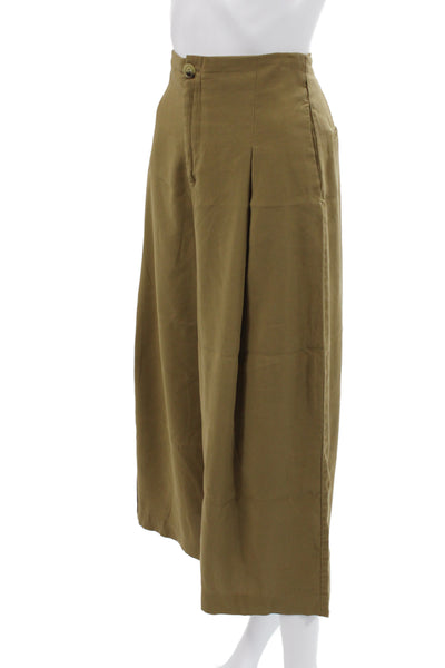 Zara Womens Cropped Khakis Brown Army Size XS