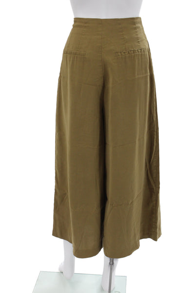 Zara Womens Cropped Khakis Brown Army Size XS
