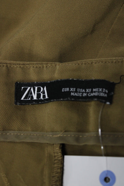 Zara Womens Cropped Khakis Brown Army Size XS