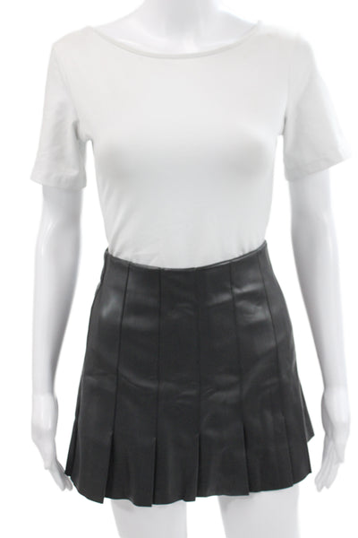 Zara Women Mini Pleated Skirt Black 100% Polyester Size S