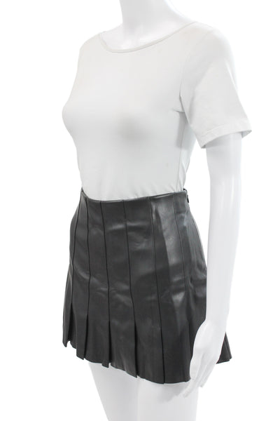 Zara Women Mini Pleated Skirt Black 100% Polyester Size S