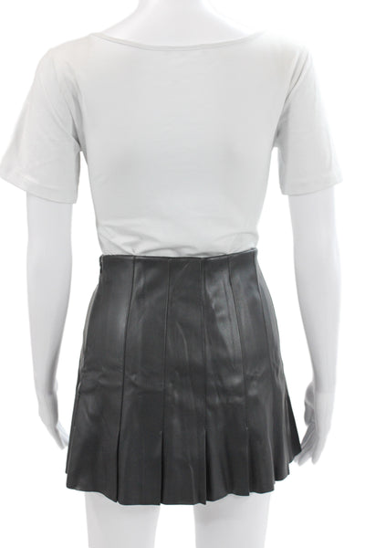 Zara Women Mini Pleated Skirt Black 100% Polyester Size S