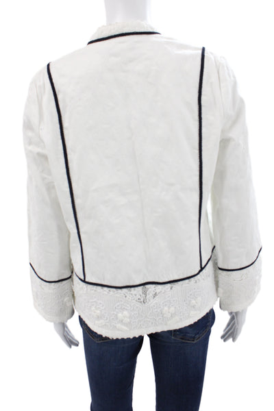 Polo Ralph Lauren Women Quilted Cotton White High Neck Longsleeve Jacket Size M
