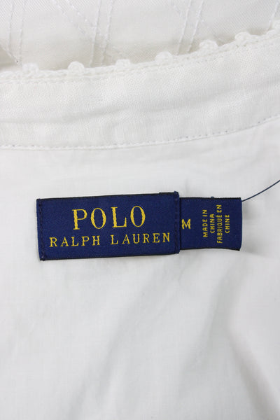 Polo Ralph Lauren Women Quilted Cotton White High Neck Longsleeve Jacket Size M