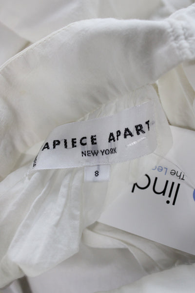 Apiece Apart Women Sleeveless High Neck Cotton Blouse White Tie Boho Size 8