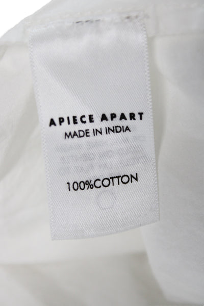 Apiece Apart Women Sleeveless High Neck Cotton Blouse White Tie Boho Size 8