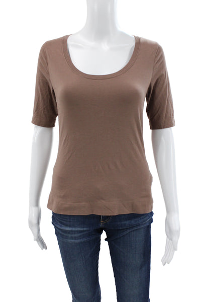Athleta Womens Brown Basic Cotton Short Sleeve Round Neck T-Shirt Size XS