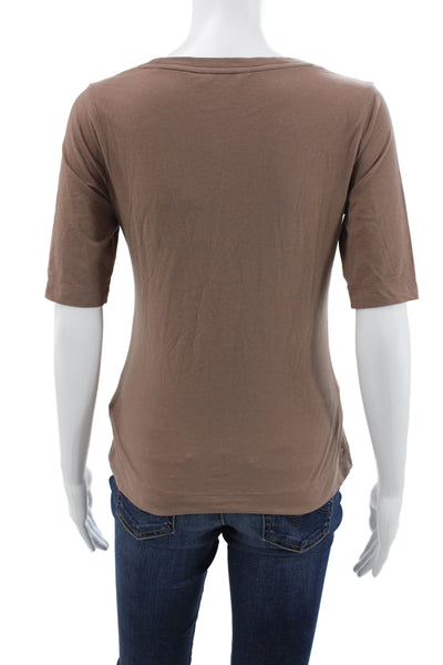 Athleta Womens Brown Basic Cotton Short Sleeve Round Neck T-Shirt Size XS