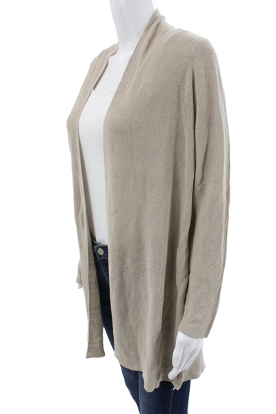 Eileen Fisher Unisex Cardigan Sweater Beige Linen Cotton Long Sleeve Size XS