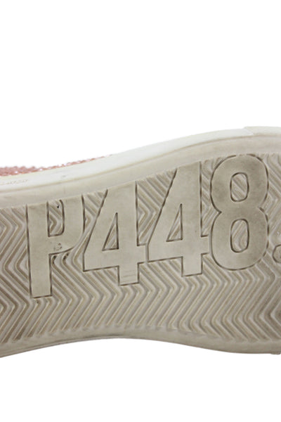 P448 Womens Rhinestone Embellish Lace Up Suede Rubber Sole Sneaker Beige Size 40