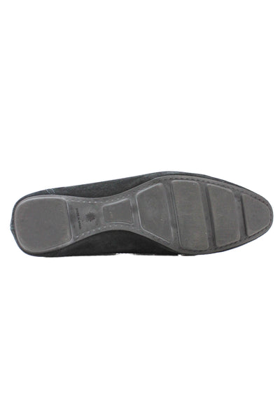 Stuart Weitzman Women's Embellish Suede Slip-On Loafers Shoes Black Size 8.5