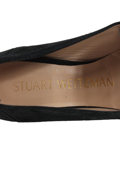 Stuart Weitzman Women's Embellish Suede Slip-On Loafers Shoes Black Size 8.5