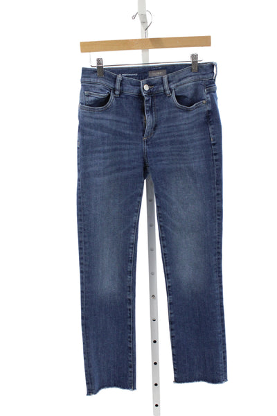 DL 1961 Women Cropped Straight Blue Jeans Size 28