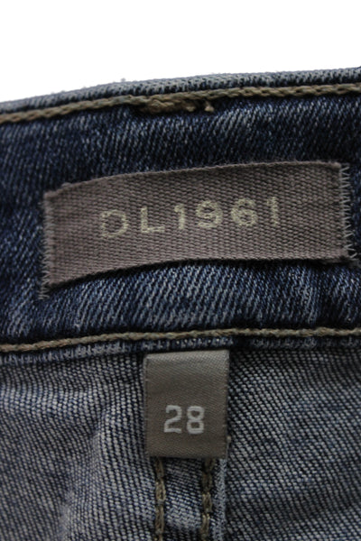 DL 1961 Women Cropped Straight Blue Jeans Size 28