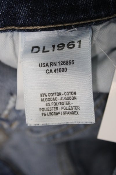 DL 1961 Women Cropped Straight Blue Jeans Size 28
