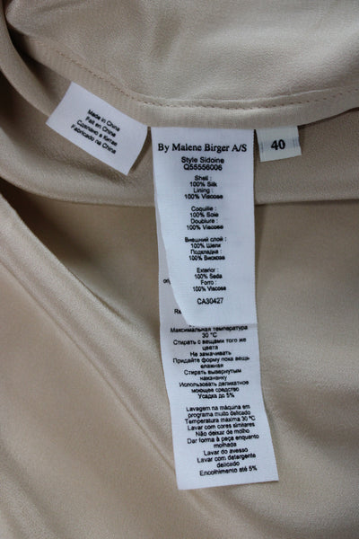 By Malene Birger Women Kaftan Dress Beige Silk 3/4 Sleeve Mid Calf Size 40