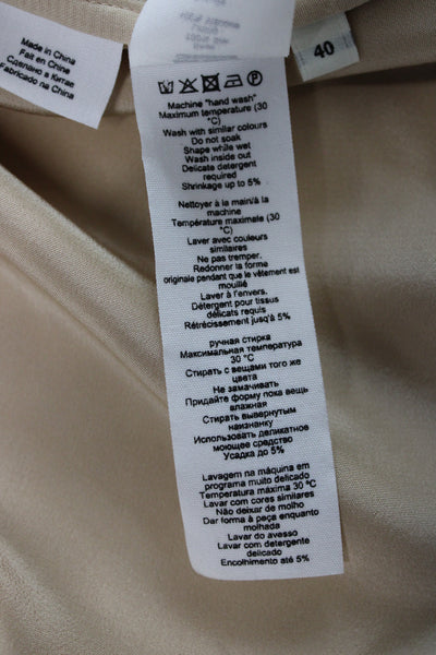 By Malene Birger Women Kaftan Dress Beige Silk 3/4 Sleeve Mid Calf Size 40