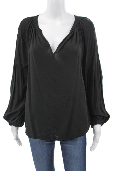Velvet by Graham & Spencer Womens Black V-Neck Tunic Blouse Size L