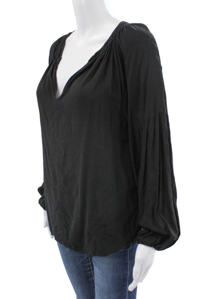 Velvet by Graham & Spencer Womens Black V-Neck Tunic Blouse Size L