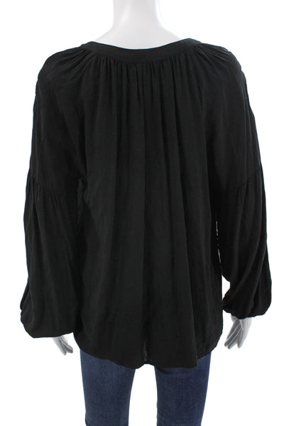 Velvet by Graham & Spencer Womens Black V-Neck Tunic Blouse Size L